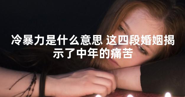 冷暴力是什么意思 这四段婚姻揭示了中年的痛苦